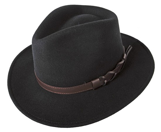 Herre filt hat med læder hattebånd